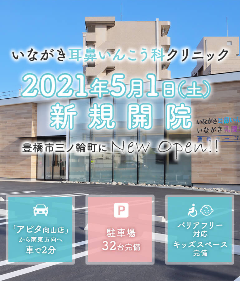 豊橋市三ノ輪町の いながき耳鼻いんこう科クリニック 21年5月1日新規開院